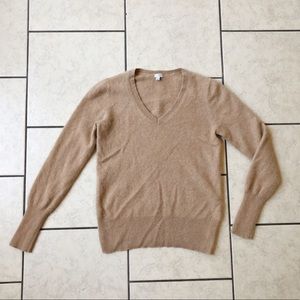 Halogen 100% cashmere autumnal caramel brown classic v-neck sweater, L